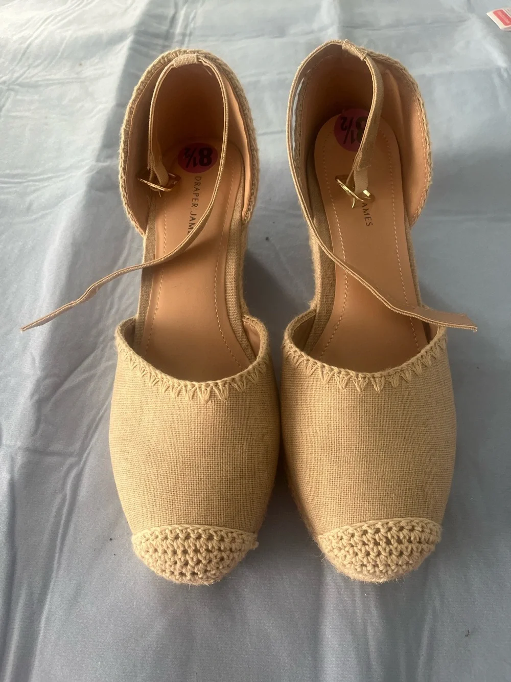 Draper James Natural Beige Espadrille Ankle-Strap Flats